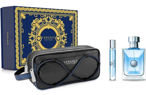 Versace Pour Homme Set – 3.4 oz EDT, 0.34 oz Mini, & Toiletry Bag